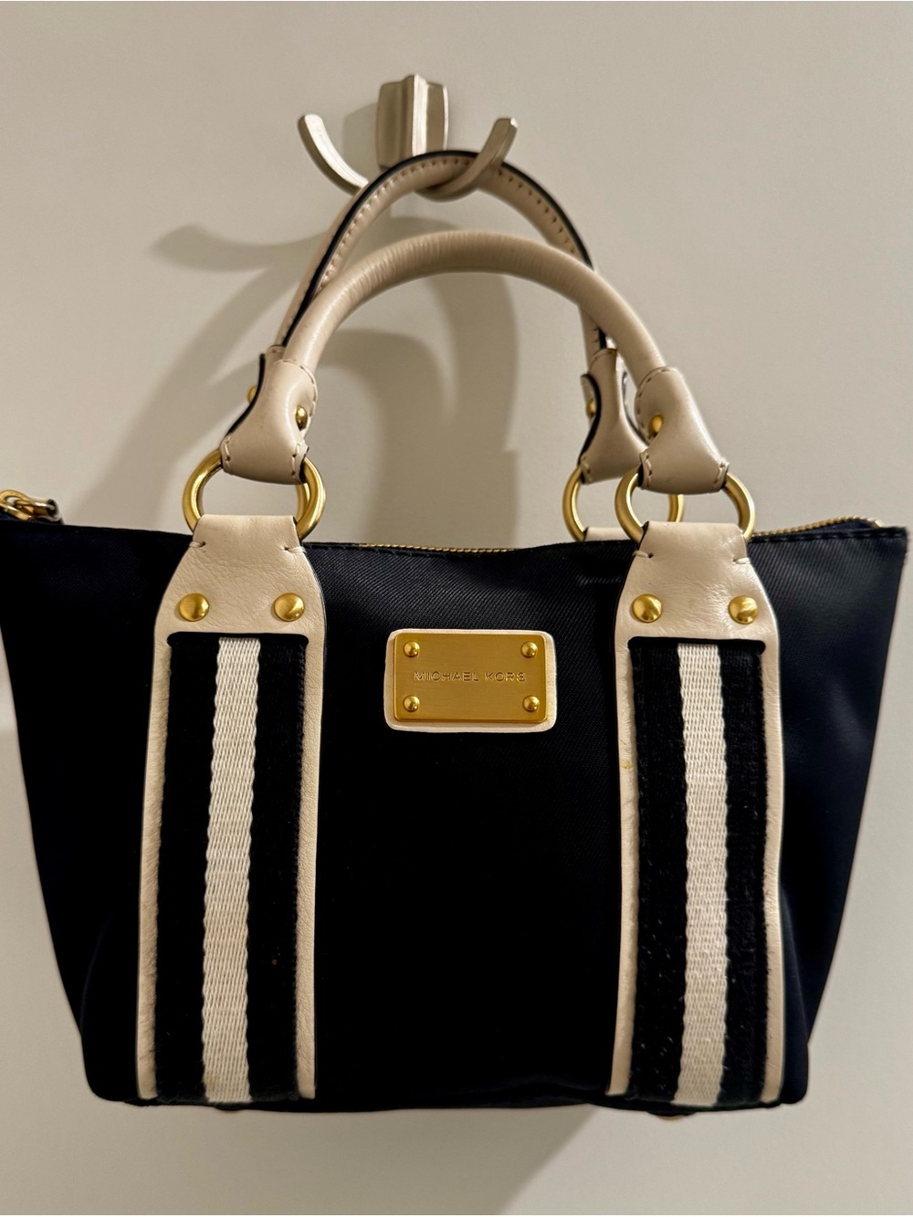 Michael Kors Navy and Cream Stripe Tote Bag